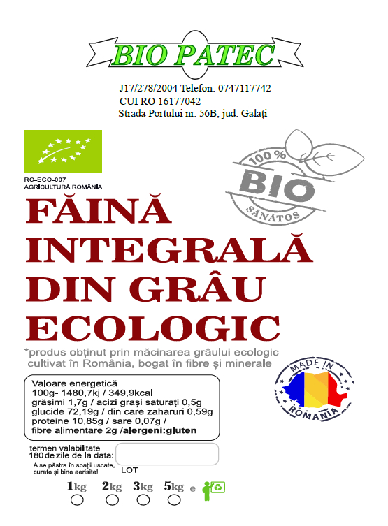 Făină integrală ecologică